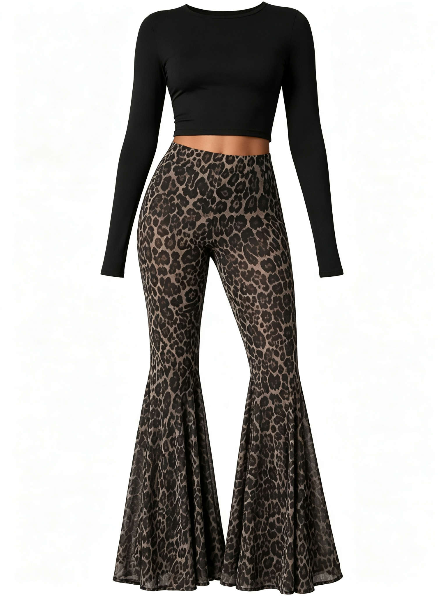 Stylish And Sexy Stretchy Leopard-print Flared Pants