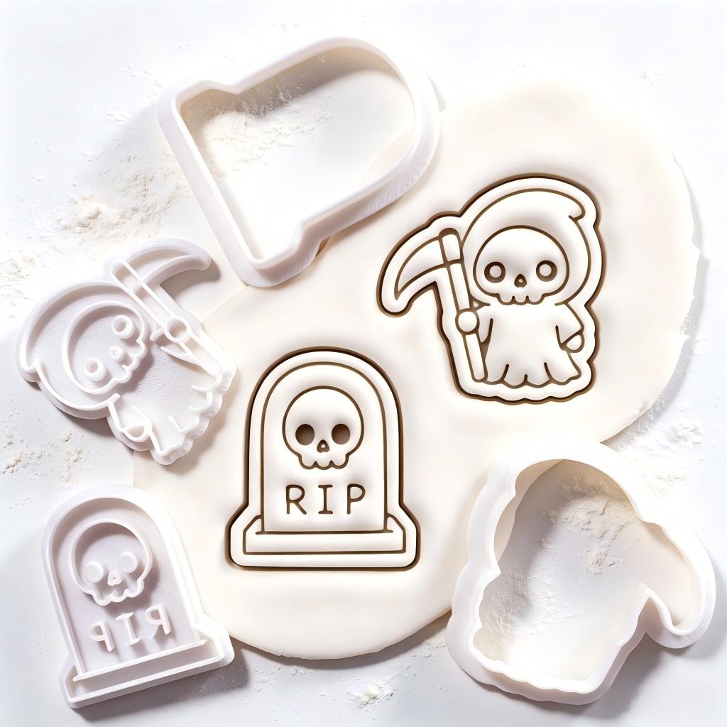 2-Pc Grim Reaper & Tombstone with Skull Mini Cutter & Stamp Set