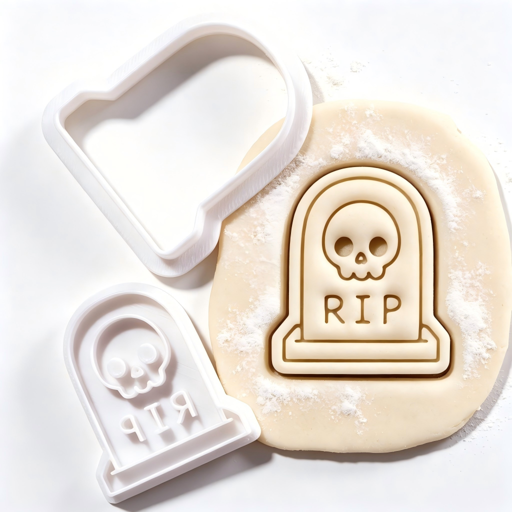 Tombstone with Skull Mini Cookie Cutter & Stamp Set