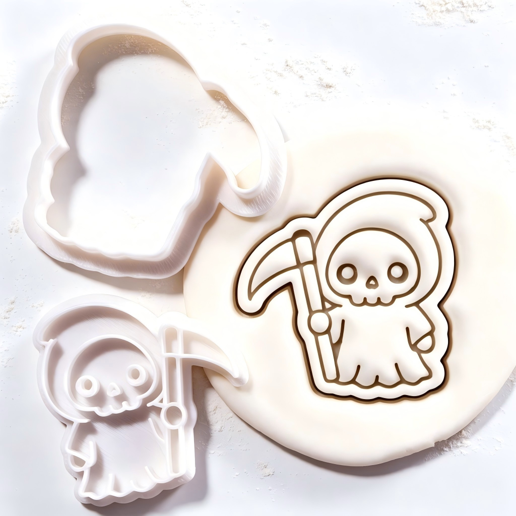 Kawaii Grim Reaper Mini Cookie Cutter & Stamp Set