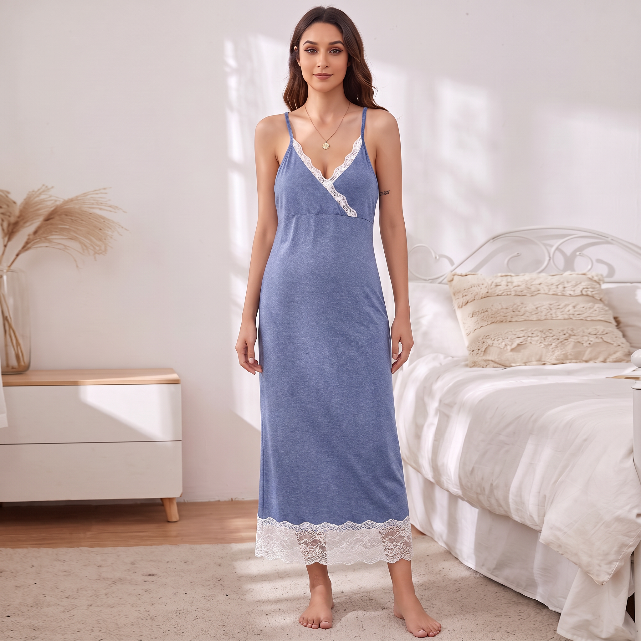 Contrast Lace Cami Sleep Dress 