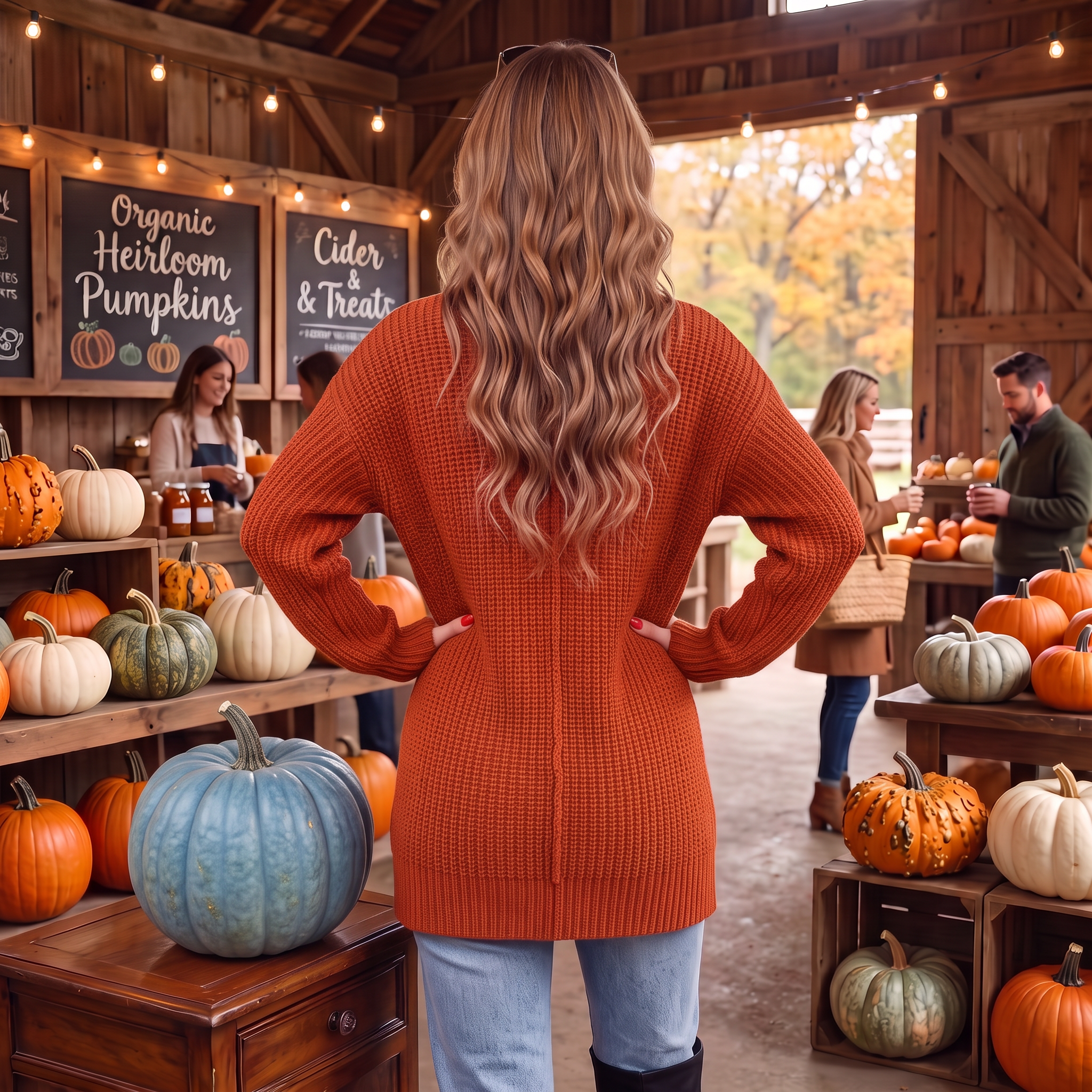 Women's Halloween Pumpkin Pattern Ribbed Knit Turtleneck Sweater