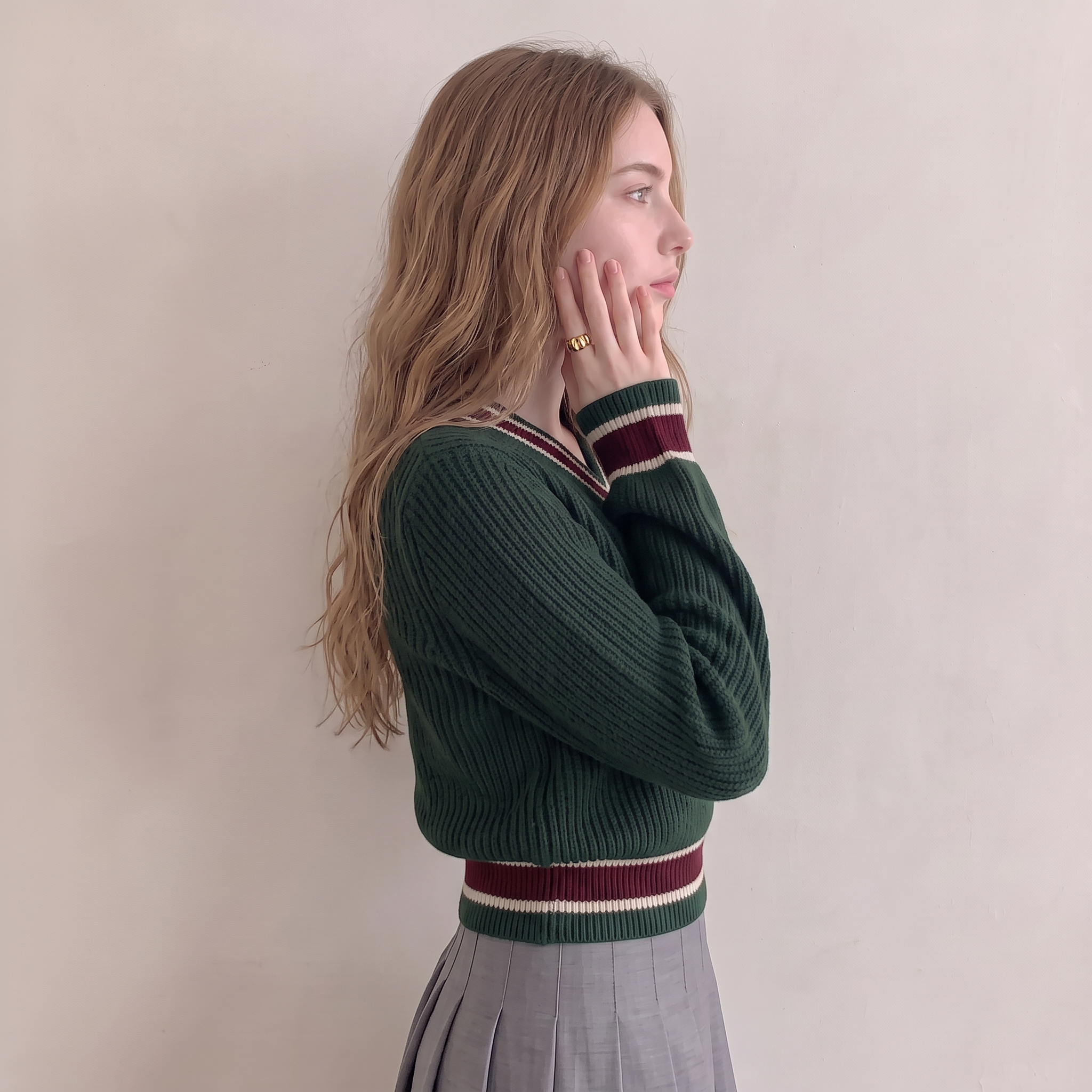 Color Block V-Neck Casual Women Sweater,Long Sleeve Tops Fall