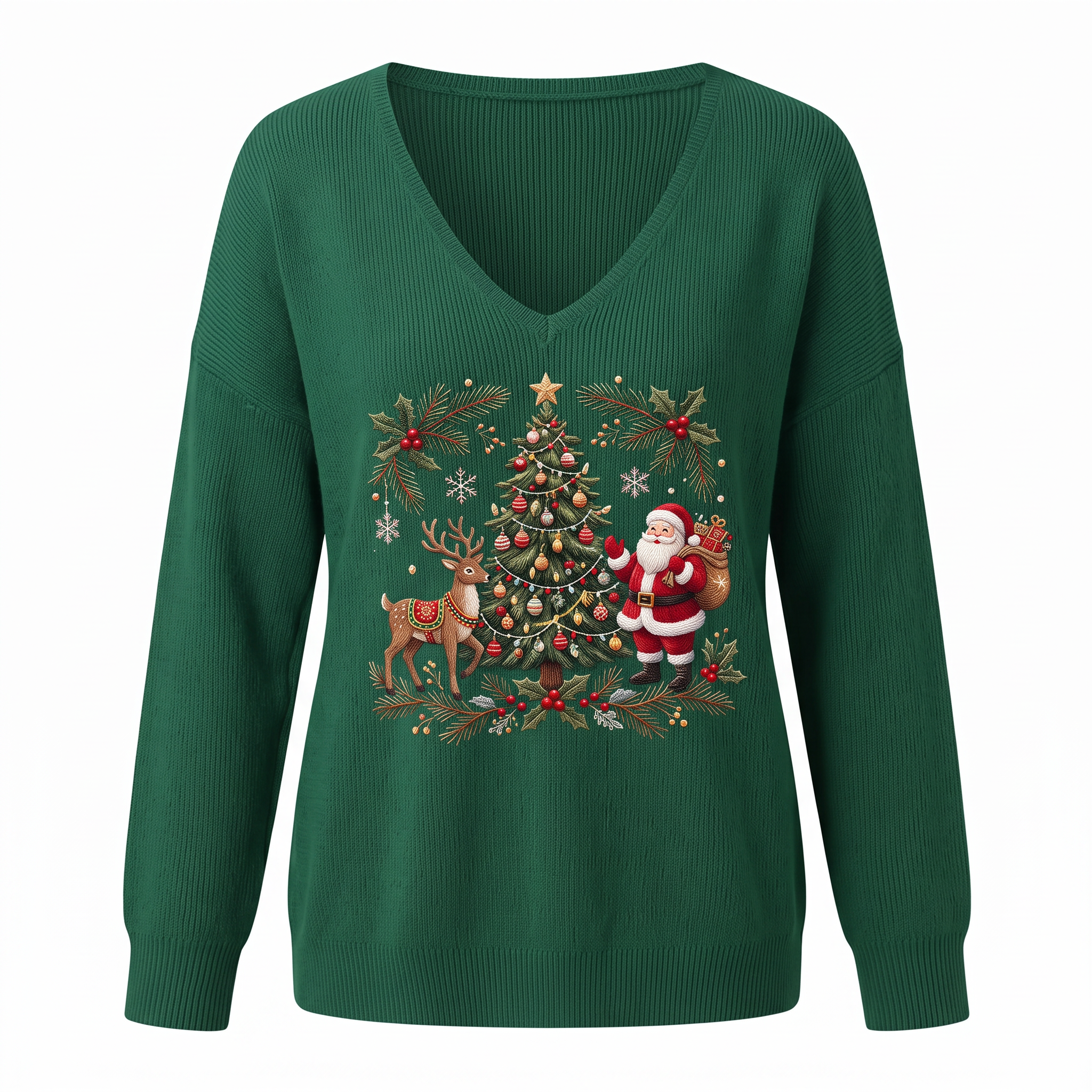 V-neck Long Sleeve Comfy Casual Jumper