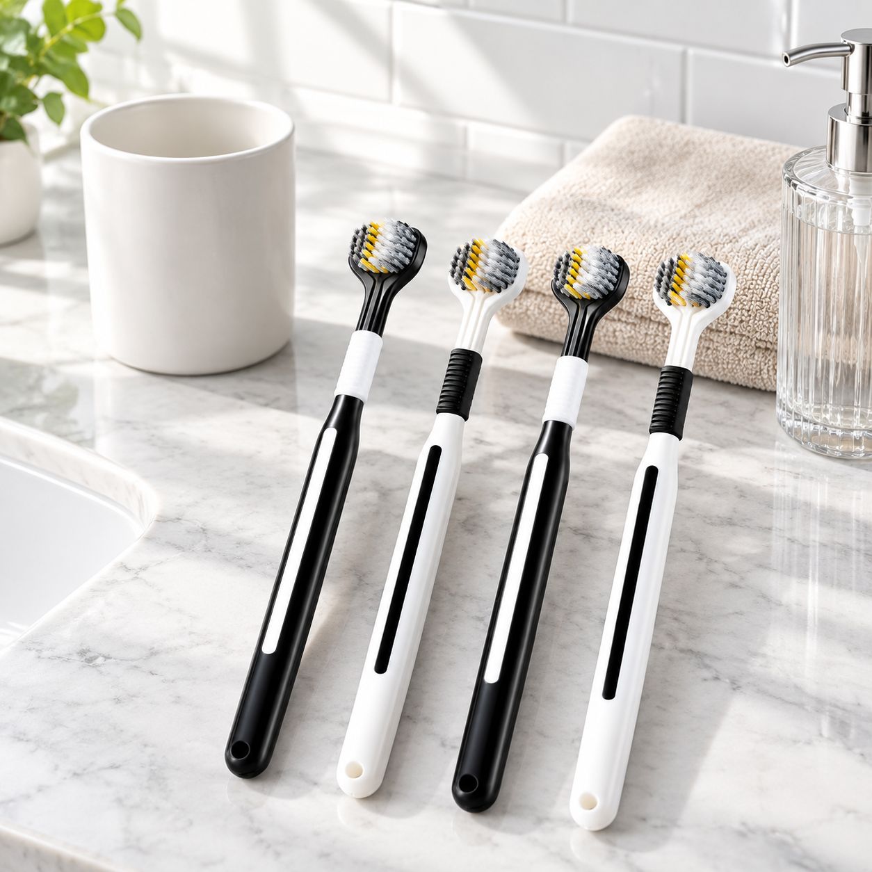 Home Student Three-sided Soft Bristle Toothbrush High-end Adult Family Pack Cleaning Toothbrush