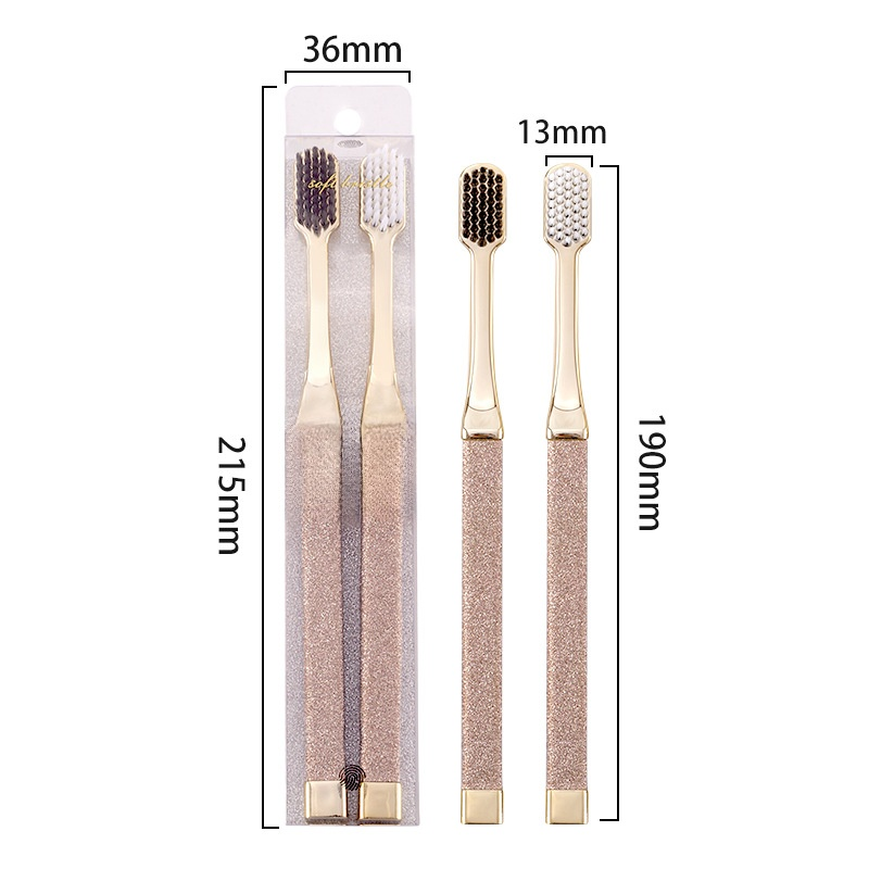 Household Gold Double Pack Adult Toothbrush with Soft Durable Bristles