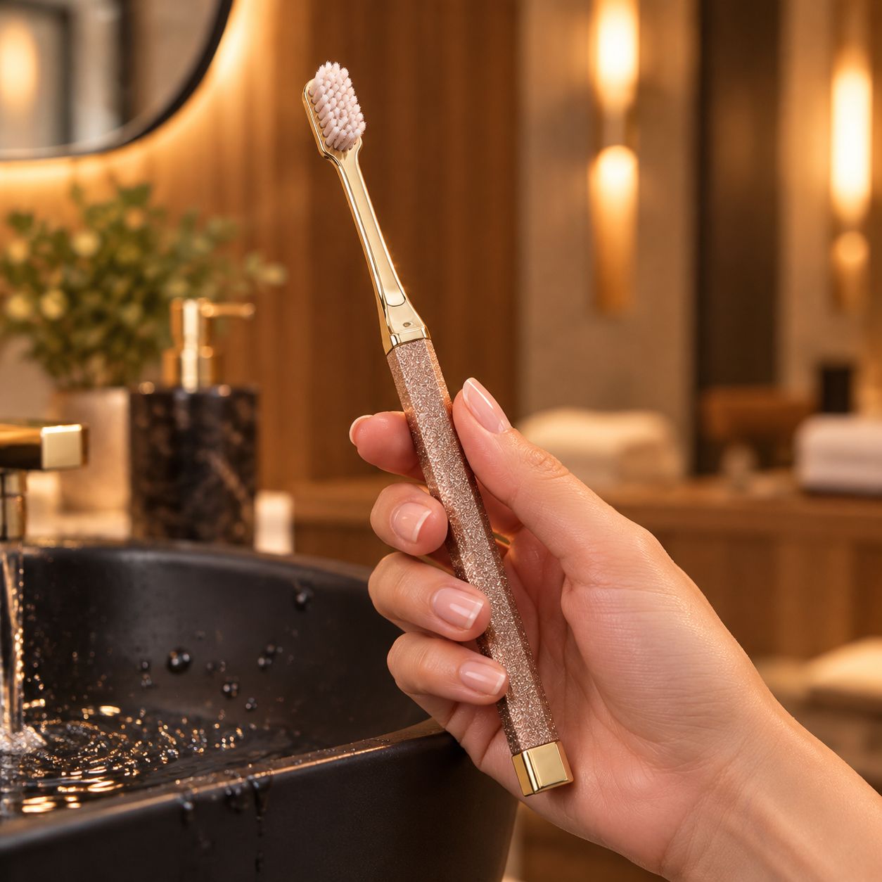 Household Gold Double Pack Adult Toothbrush with Soft Durable Bristles