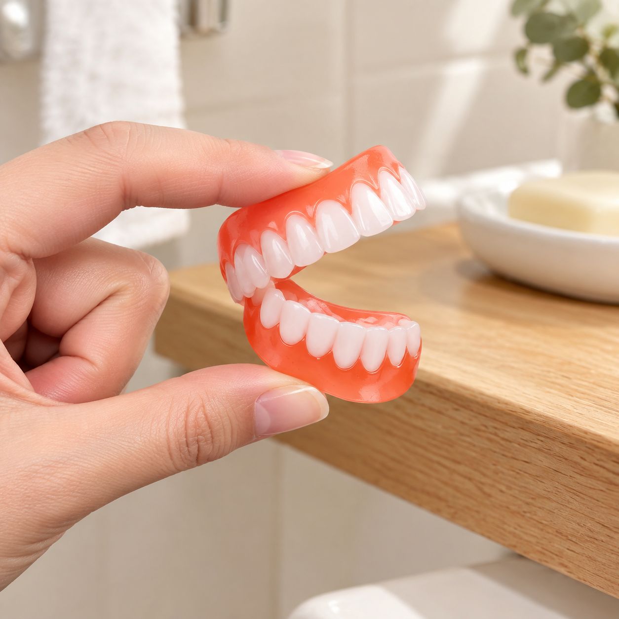 Silicone temporary dentures, smile hoods, upper and lower teeth