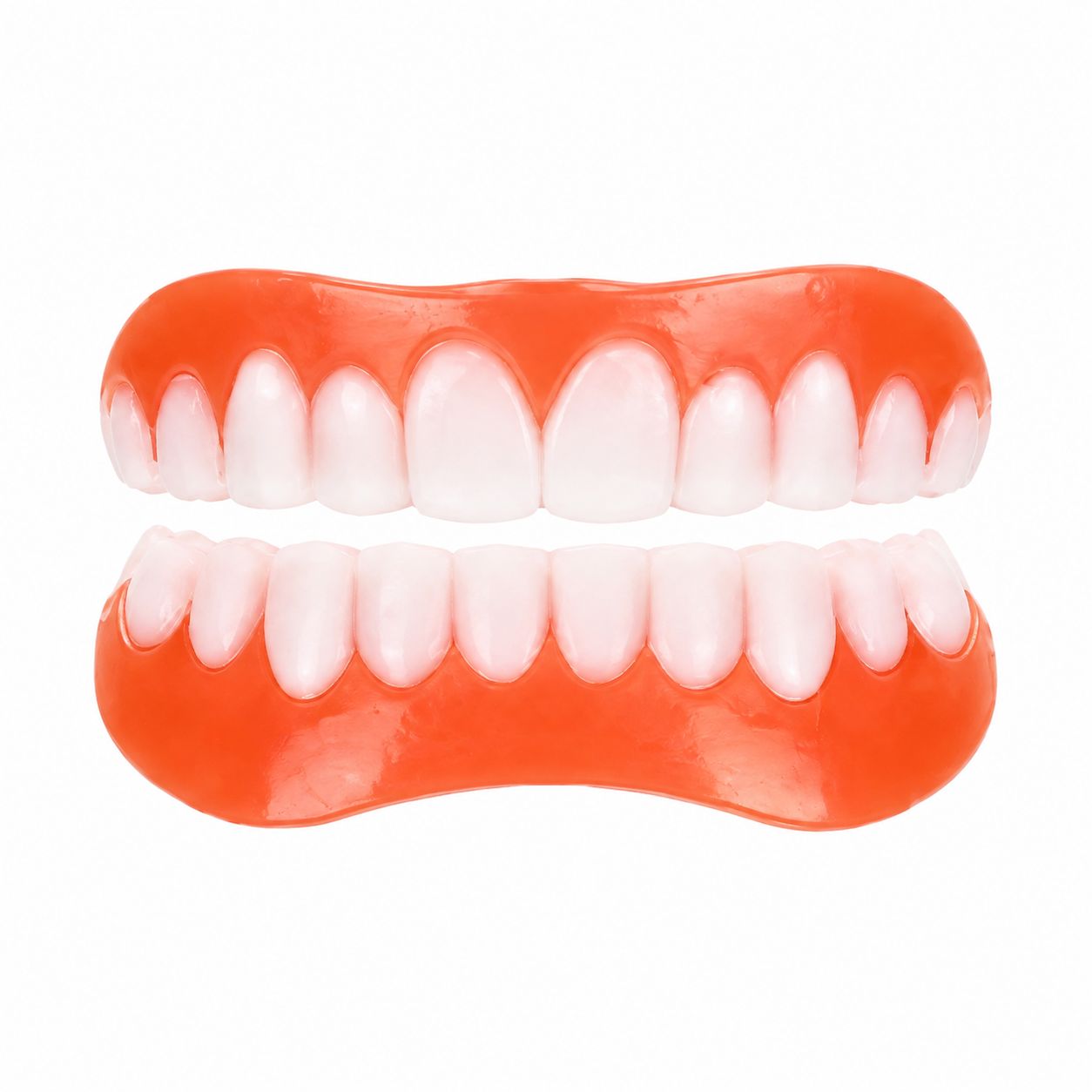 Silicone temporary dentures, smile hoods, upper and lower teeth