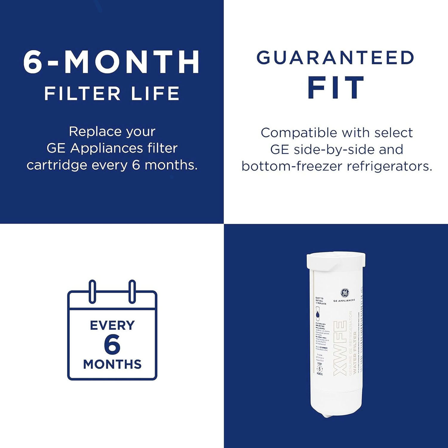 GE XWFE Refrigerator Water Filter,Easy installation,White