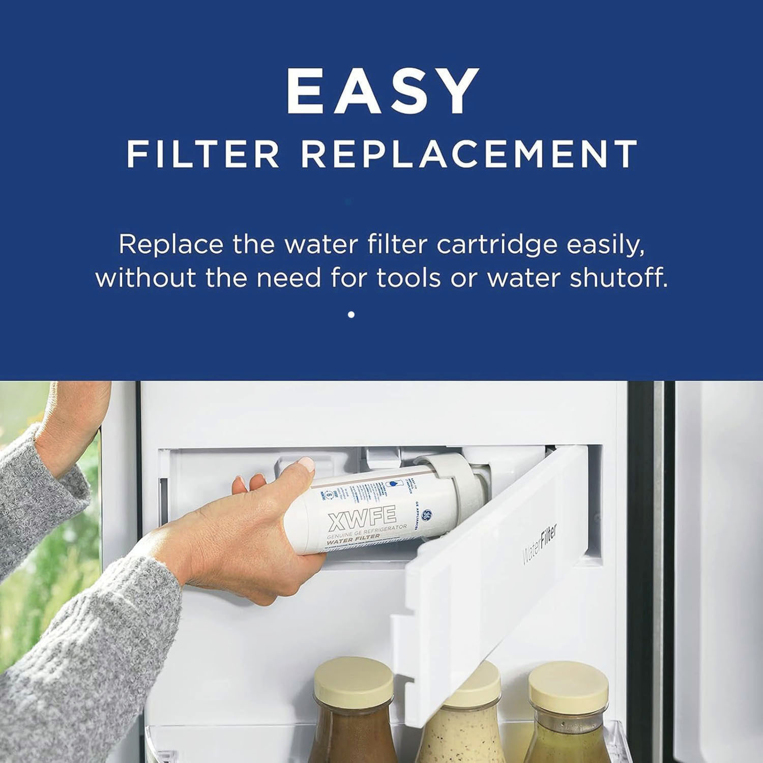 GE XWFE Refrigerator Water Filter,Easy installation,White
