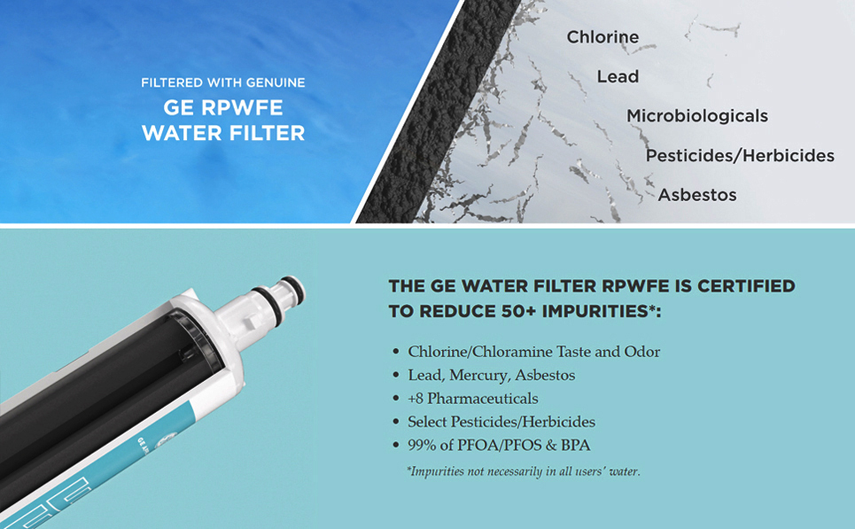 GE RPWFE Refrigerator Water Filter,Built-in CHIP