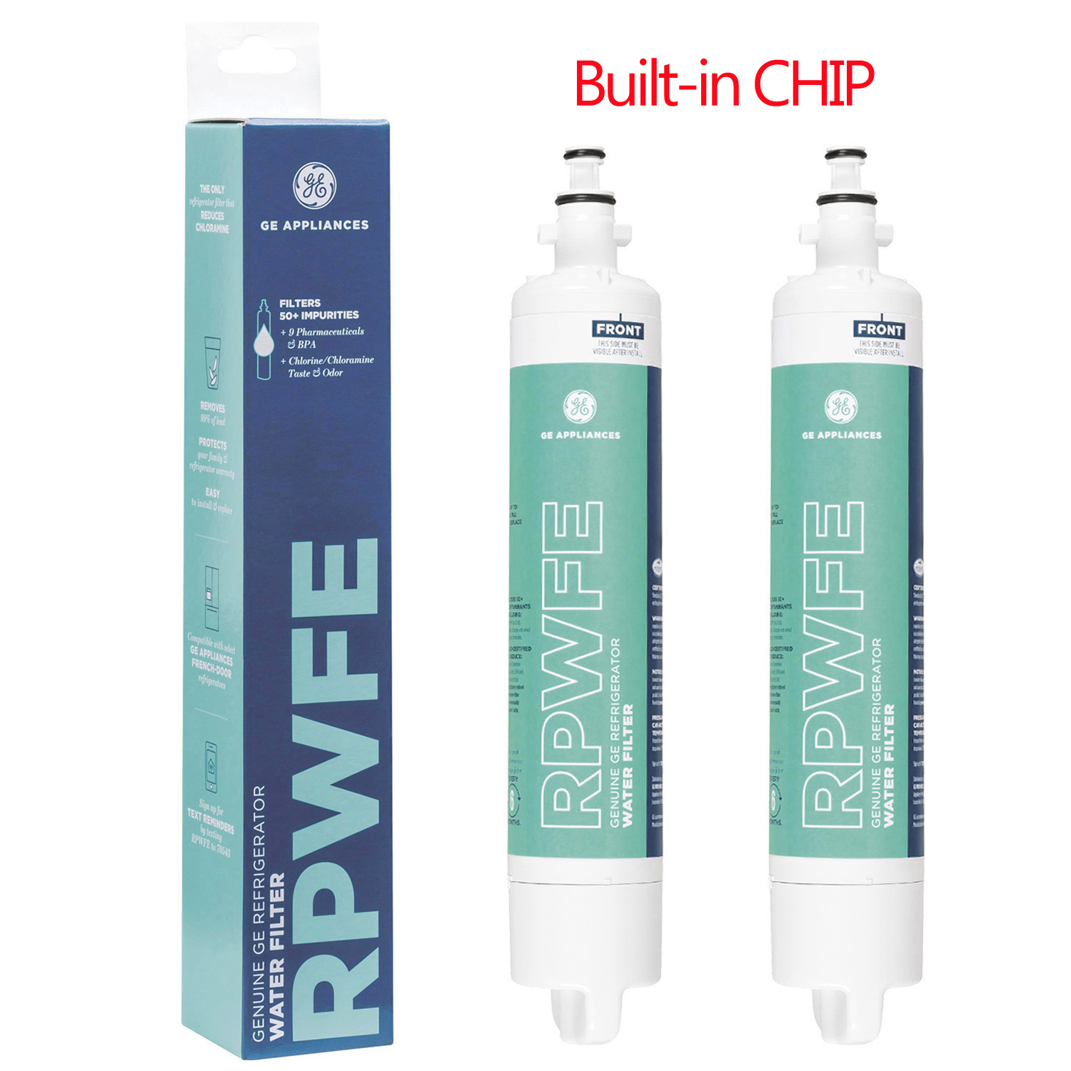 GE RPWFE Refrigerator Water Filter,Built-in CHIP