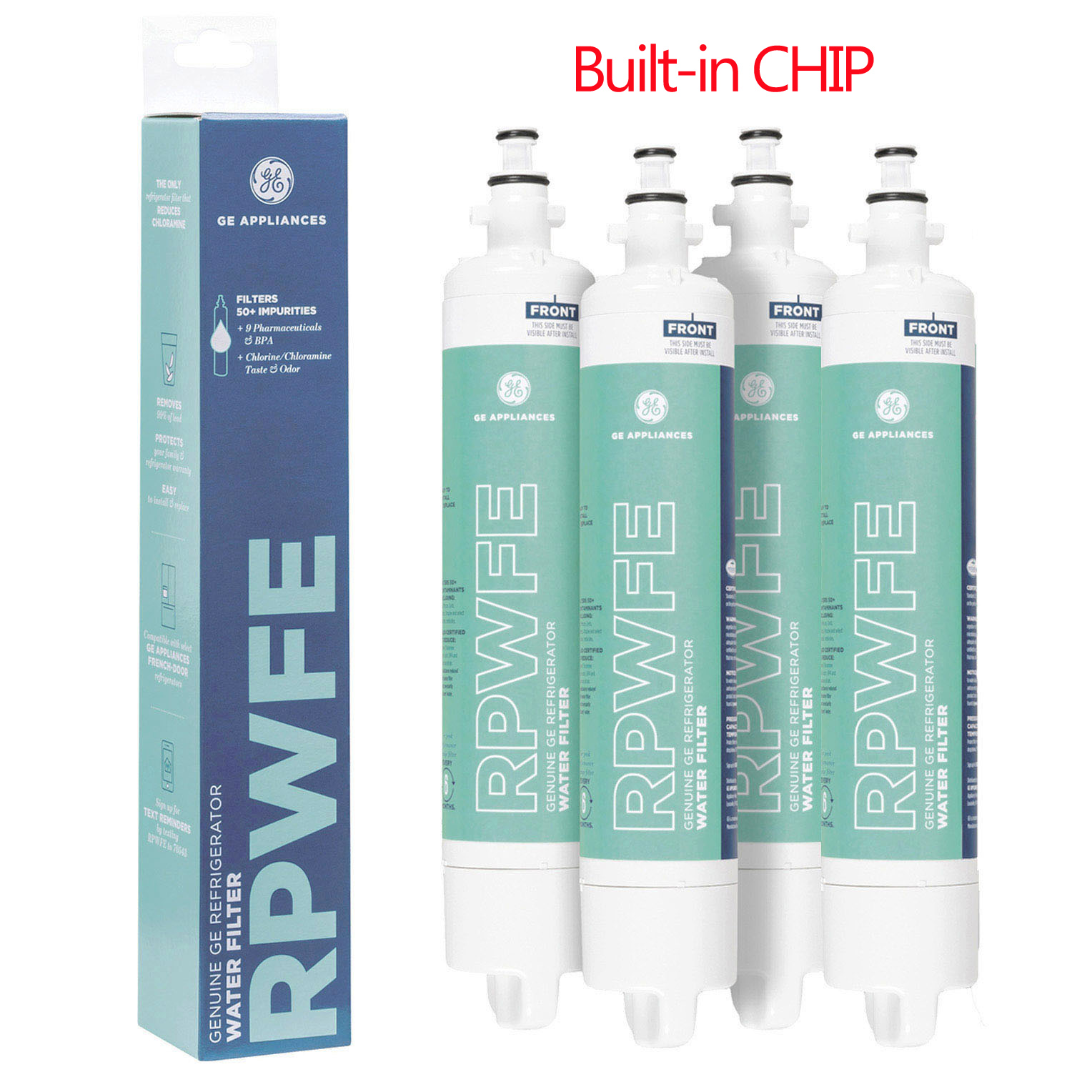 GE RPWFE Refrigerator Water Filter,Built-in CHIP