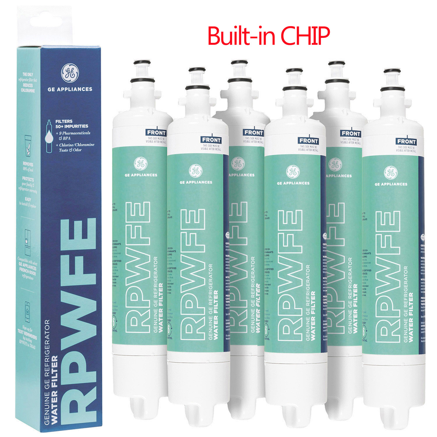GE RPWFE Refrigerator Water Filter,Built-in CHIP