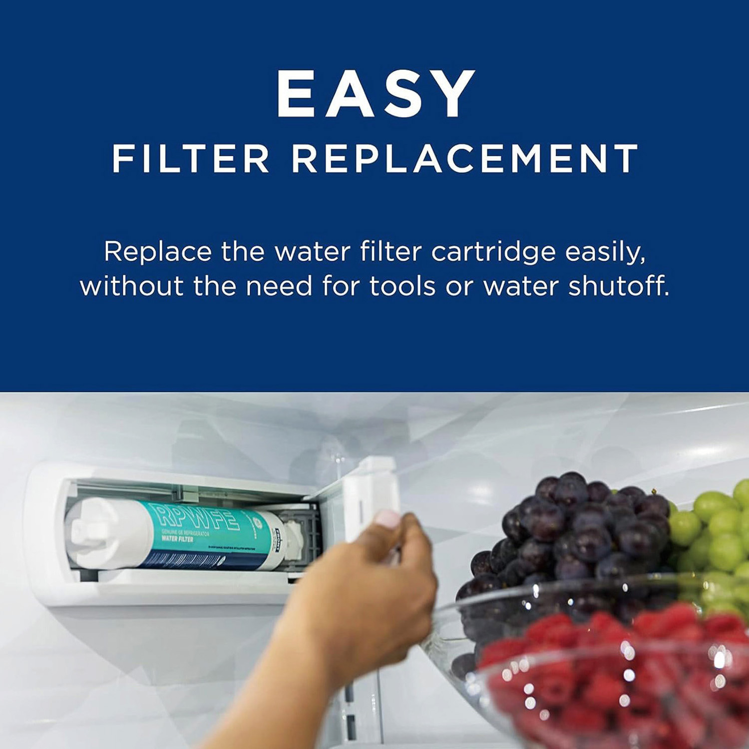 GE RPWFE Refrigerator Water Filter,Built-in CHIP