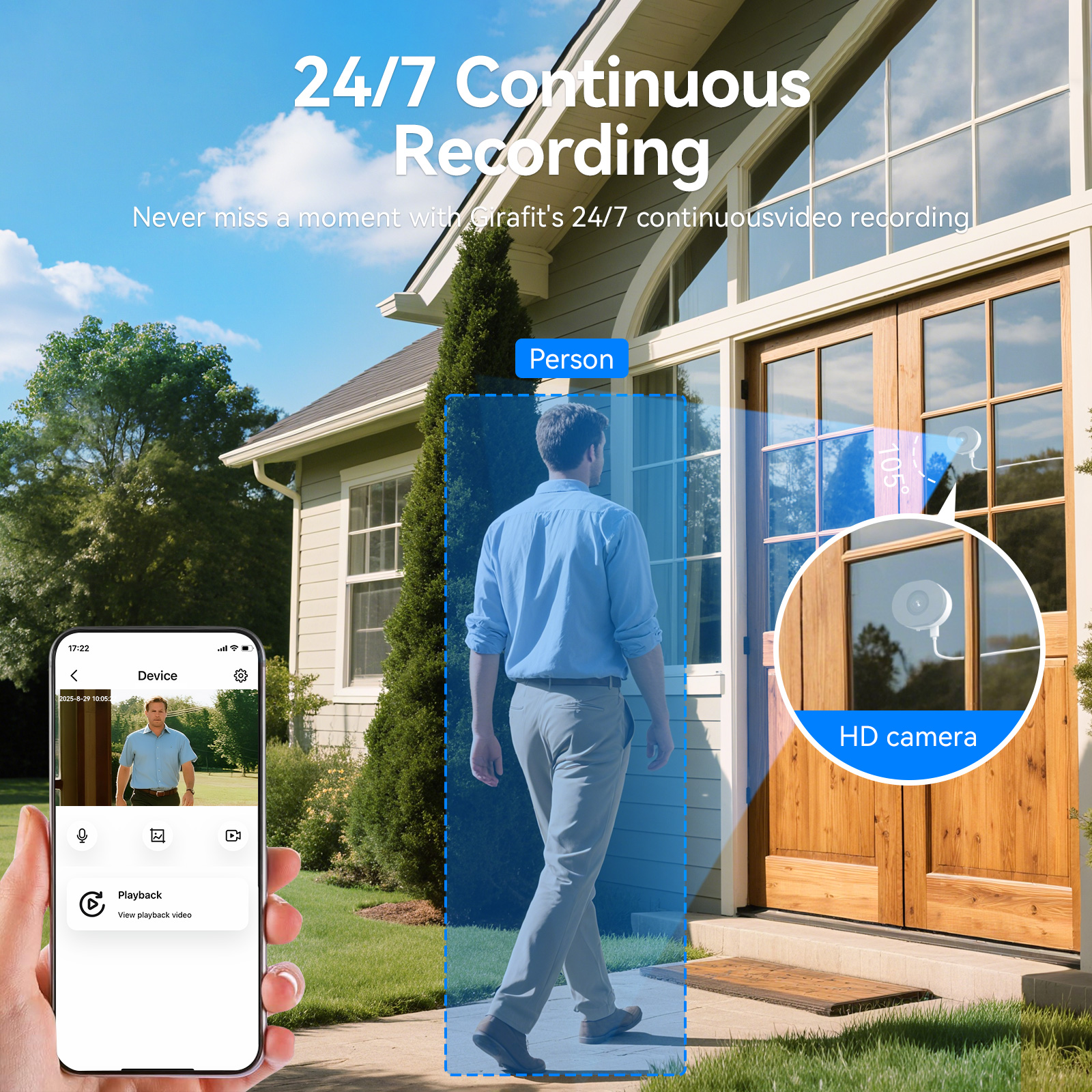 2.4GHz and 5GHz dual-band Wi-Fi window camera