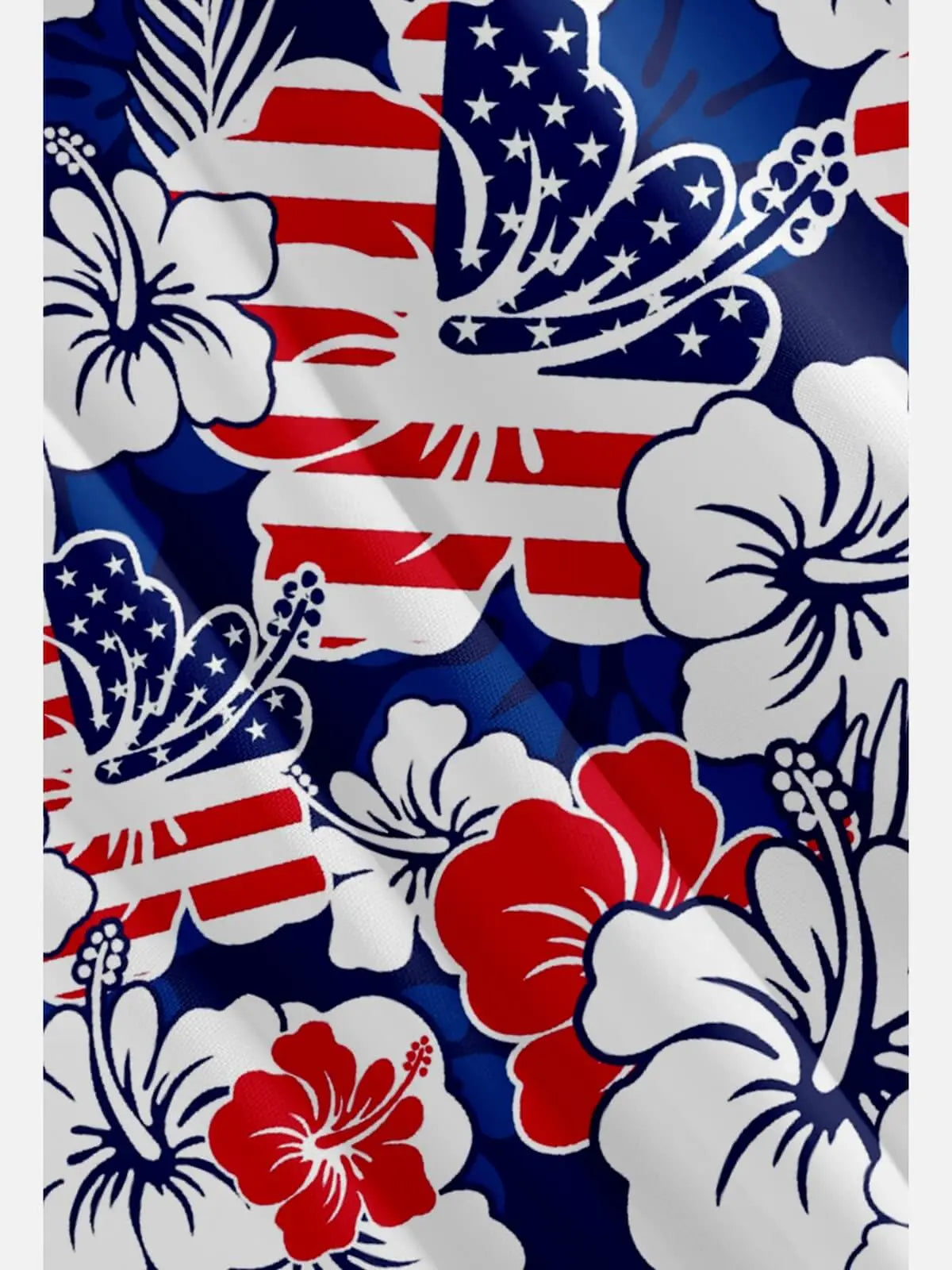 Tall Men's Patriotic Hawaiian Floral Short Sleeve Shirt