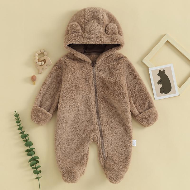 Baby Bear Ear Fleece Jumpsuit Lifestyle - Image 3