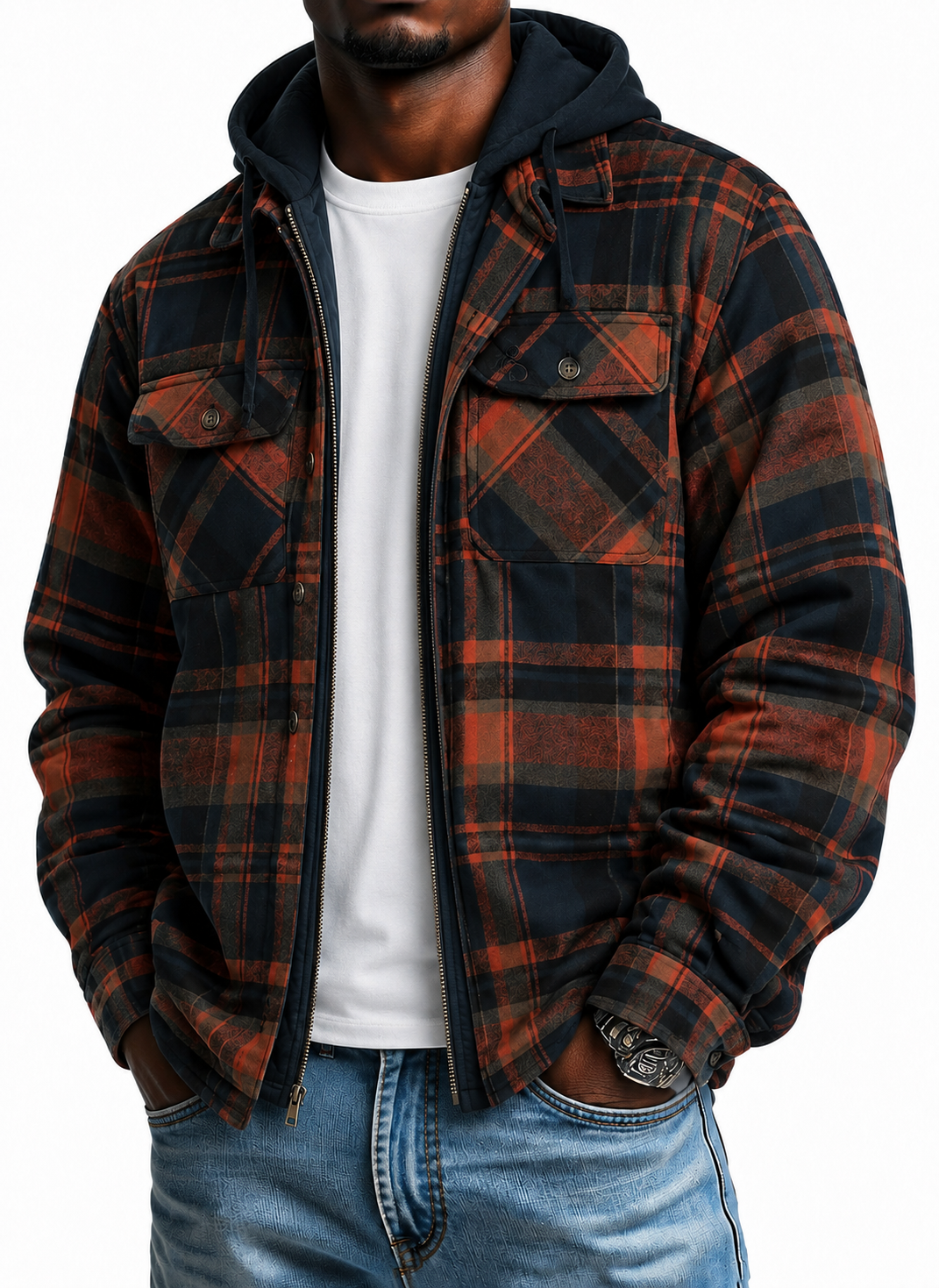 Men's Maplewood Hooded Flannel Shirt Jacket