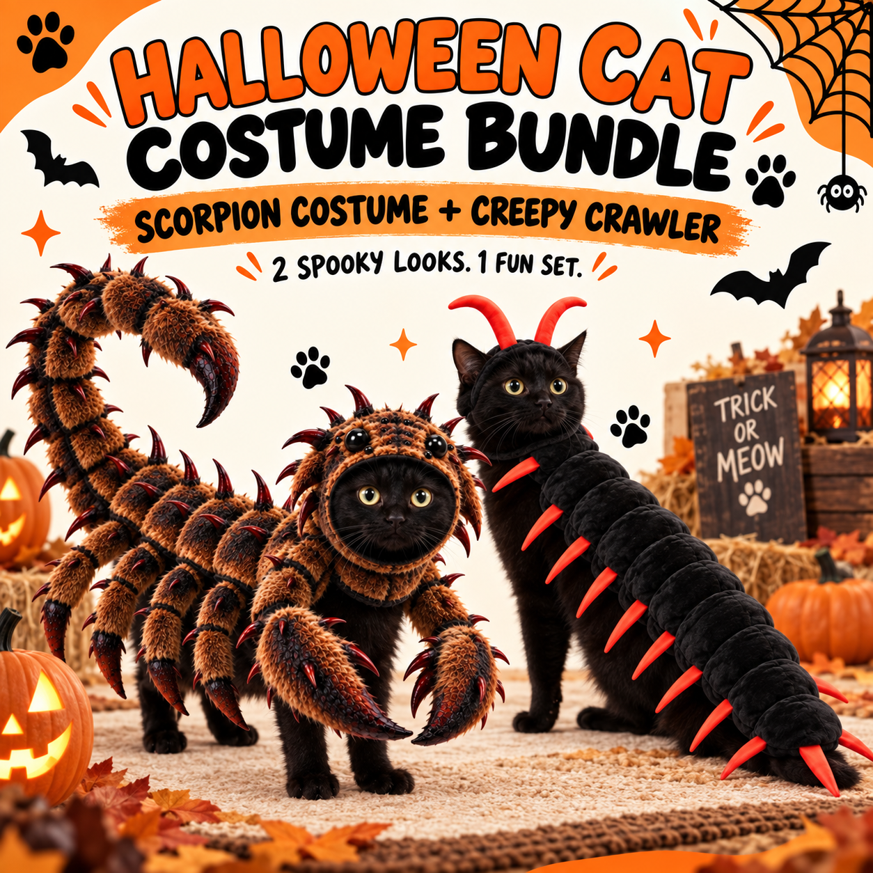 Cat Halloween Costume - Funny Standing Doll, Scorpion & Spider Outfits🔥