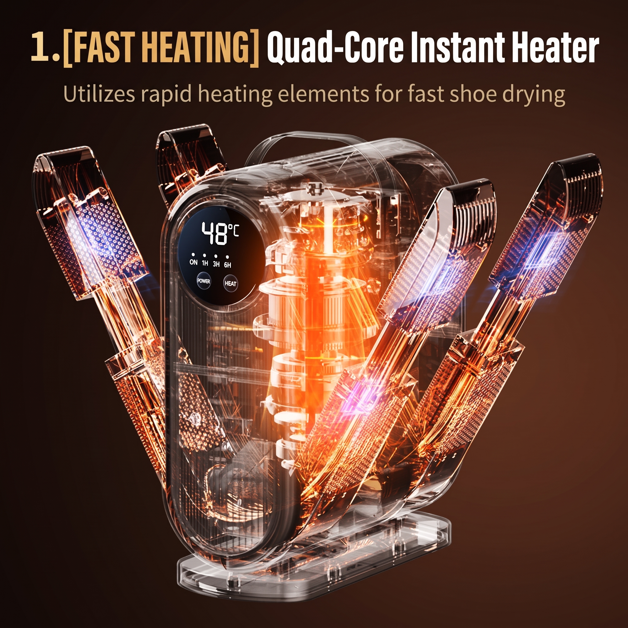 👞⚡New Electric Shoe Dryer with UV Light & Timer, Portable Boot Dryer for 2–3 Pairs, 48°C Smart Constant Heat Footwear Deodorizer Warmer for Sneakers, Ski Boots, Gloves, Socks