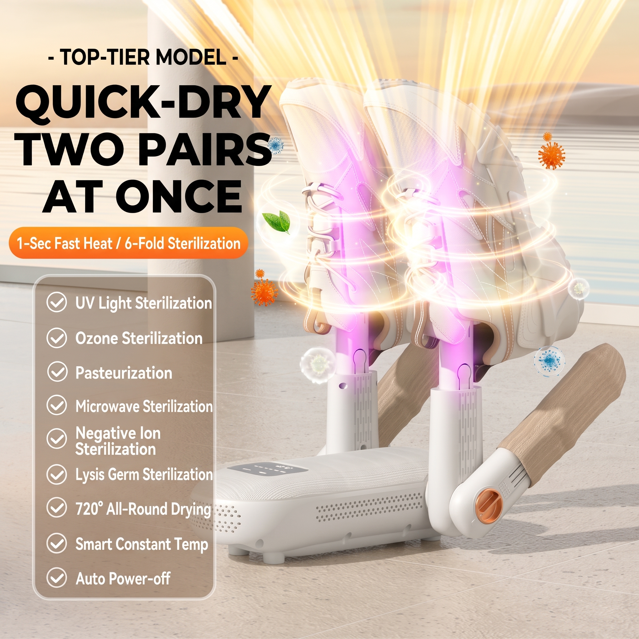 👞⚡New Electric Shoe Dryer with UV Light & Timer, Portable Boot Dryer for 2–3 Pairs, 48°C Smart Constant Heat Footwear Deodorizer Warmer for Sneakers, Ski Boots, Gloves, Socks
