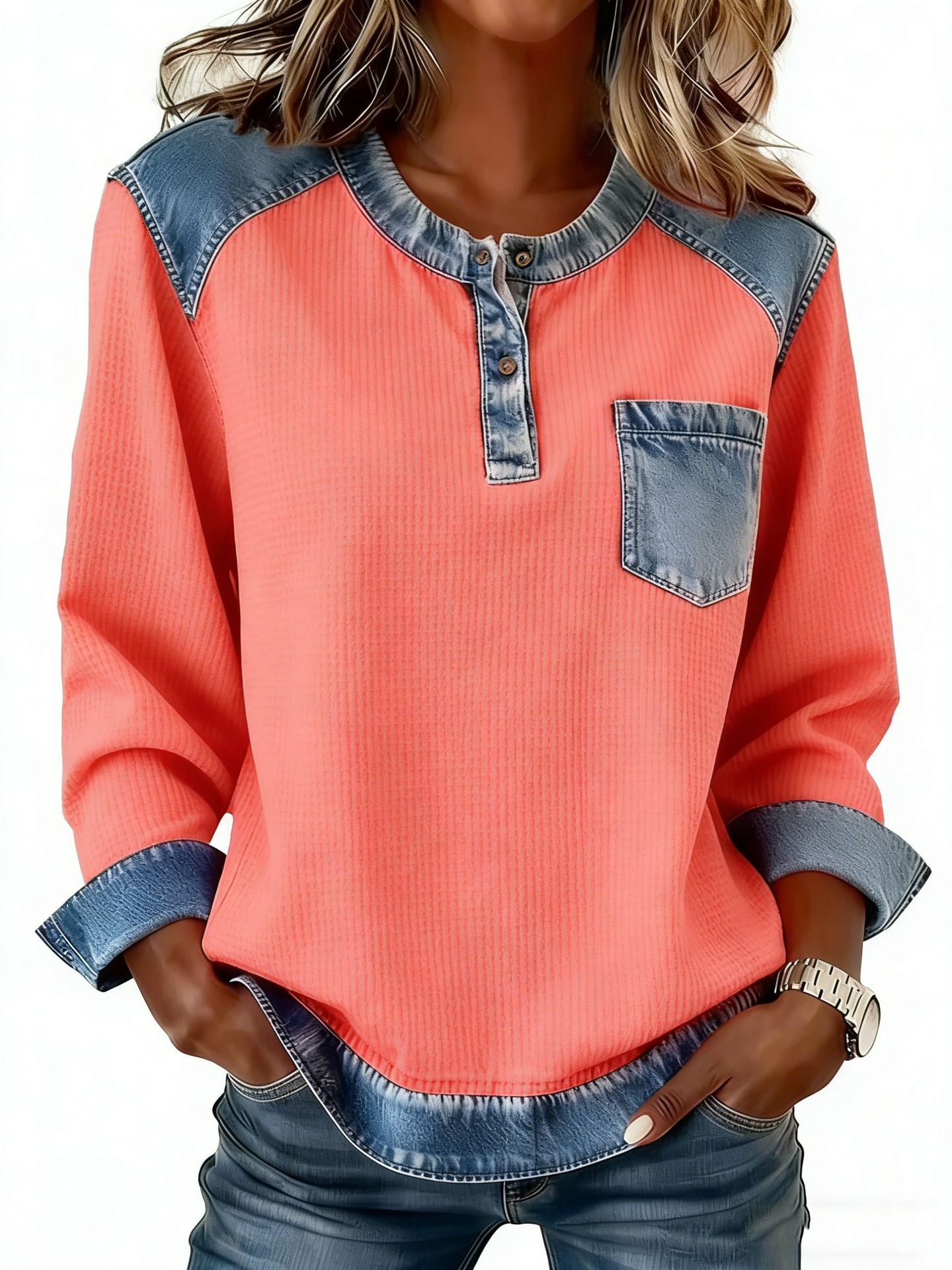 CLEARANCE SALE🔥Women's Fashion Patchwork Design Cozy Top