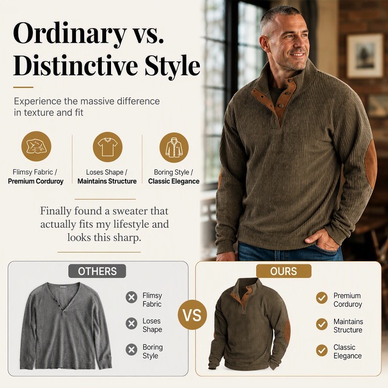 🧥🧥🧥New Corduroy Casual Stand-Collar Long-Sleeve Sweatshirt🔥🔥🔥