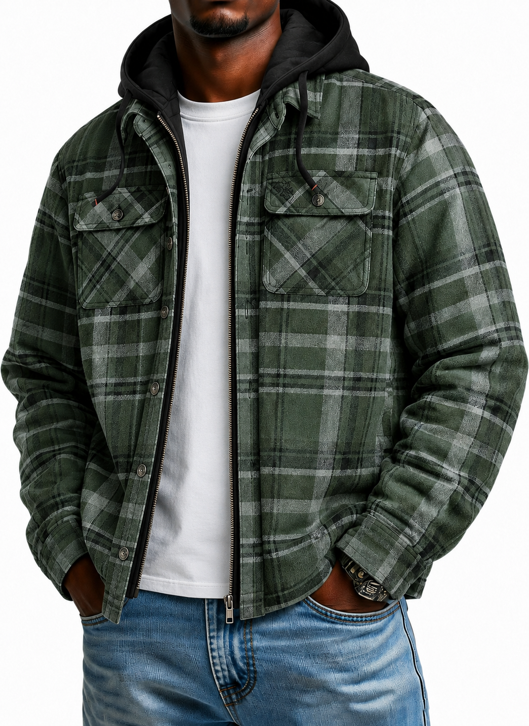 Men's Maplewood Hooded Flannel Shirt Jacket