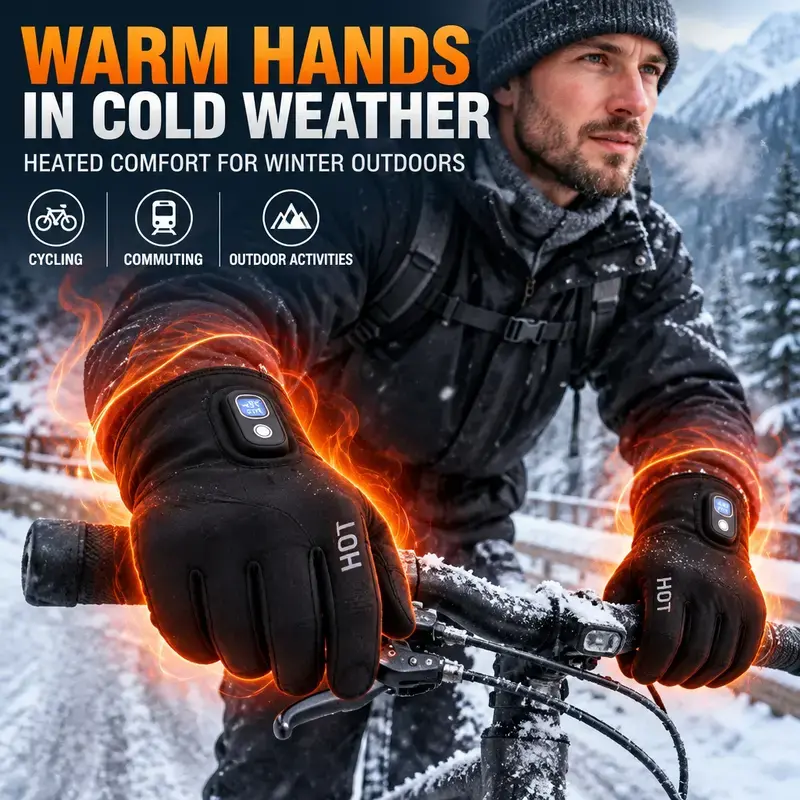 Rechargeable Heated Gloves – 3000mAh, 5 Heat Levels, Touchscreen
