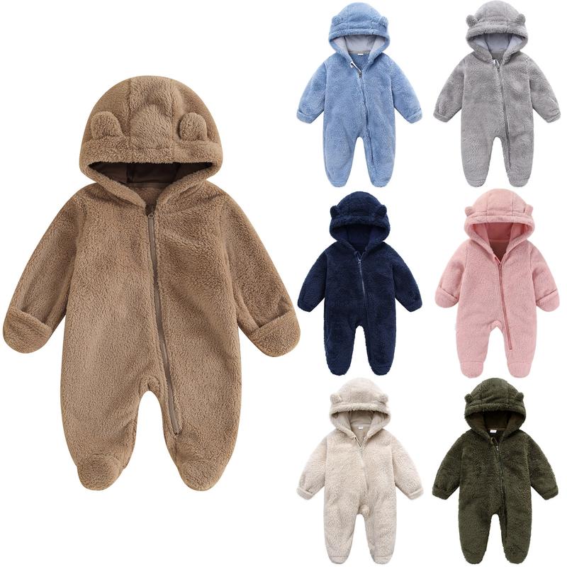 Baby Bear Ear Fleece Jumpsuit Lifestyle - Image 1