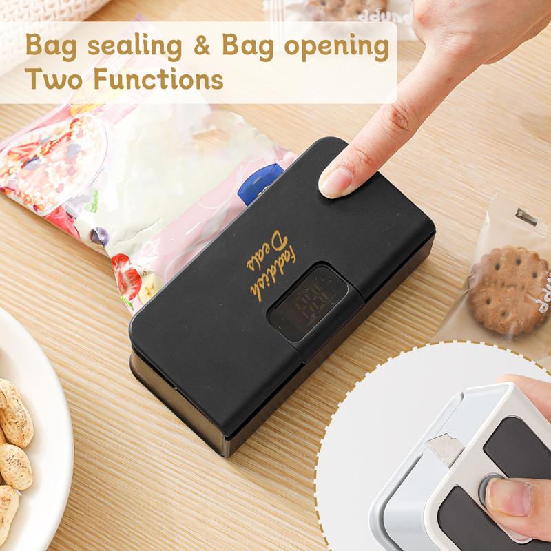 Black - 2-in-1 Rechargeable Mini Bag Sealer & Cutter