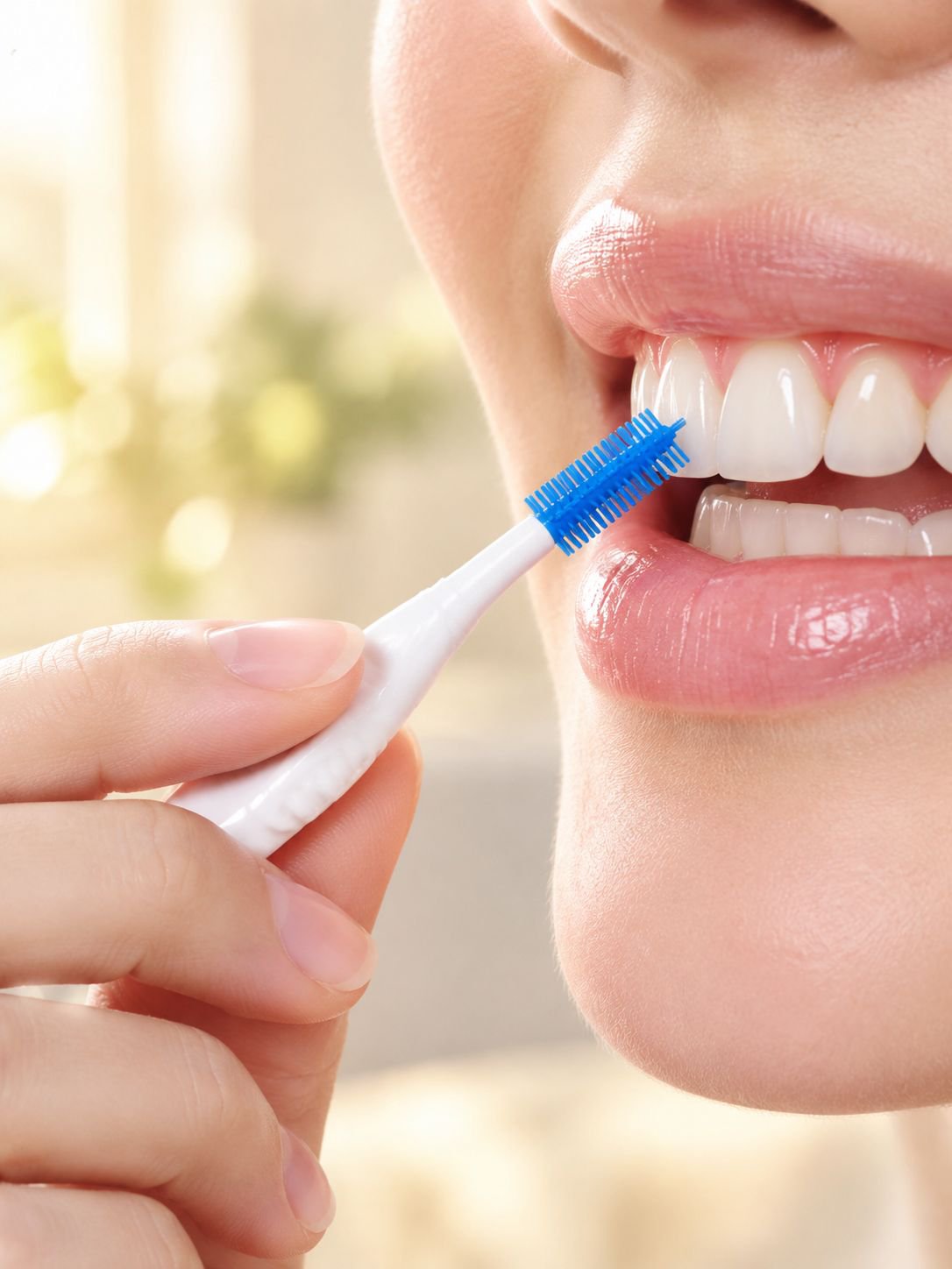 Soft wire interdental brush gently removes plaque