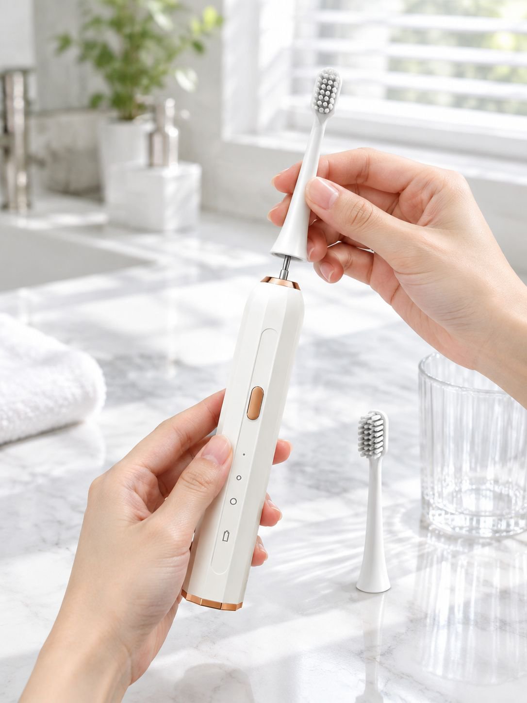 Sleek design of the rechargeable electric toothbrush