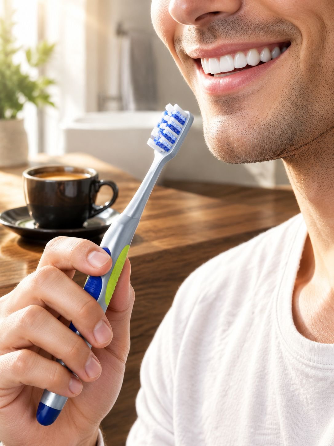 Men's hard-bristle toothbrushes 3-pack with mountain-shaped bristles