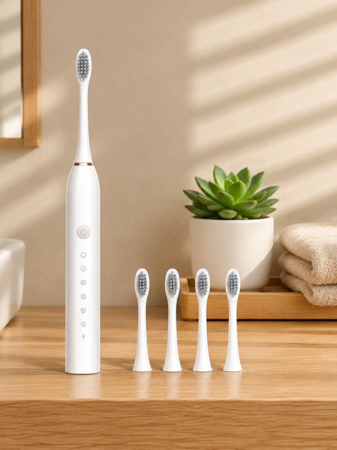 Couple using German electric toothbrush together