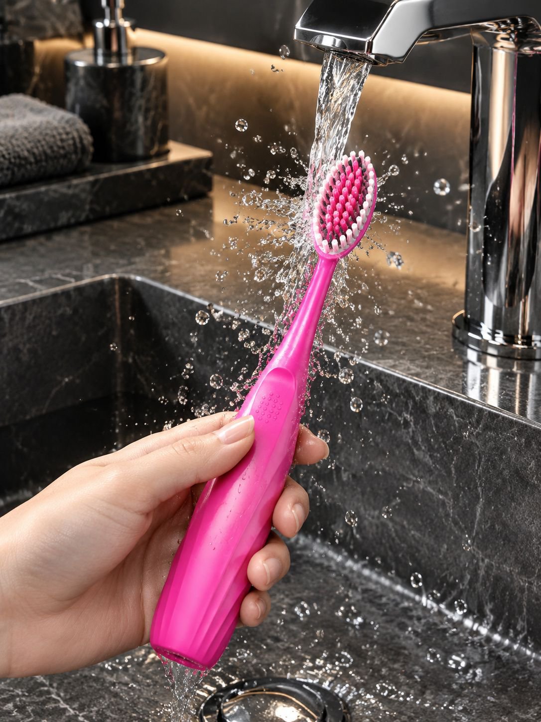 Portable toothbrush with non-slip handle for travel