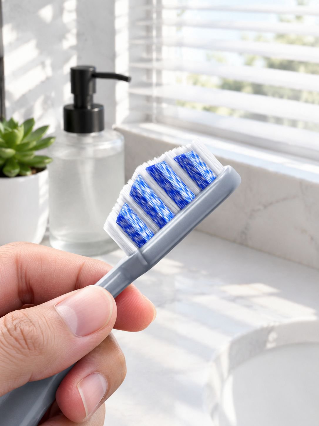 Premium toothbrush for men with hard bristles and ergonomic handle