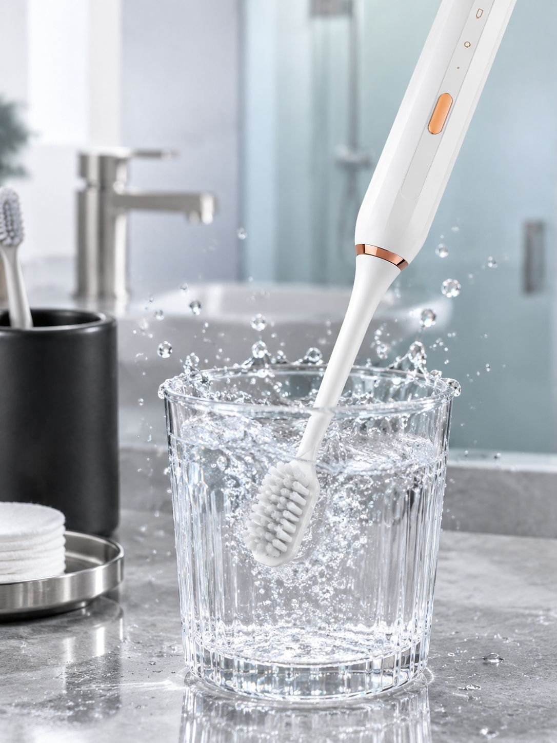Close-up of the magnetic levitation toothbrush head