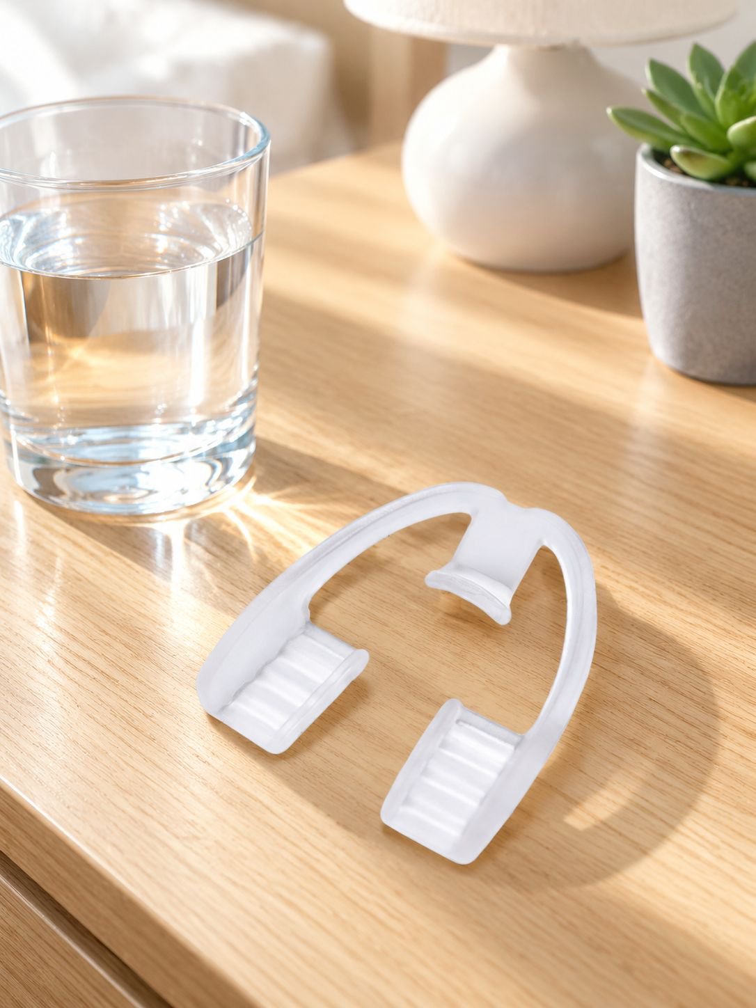 Demonstration of mouthguard being worn by adult user