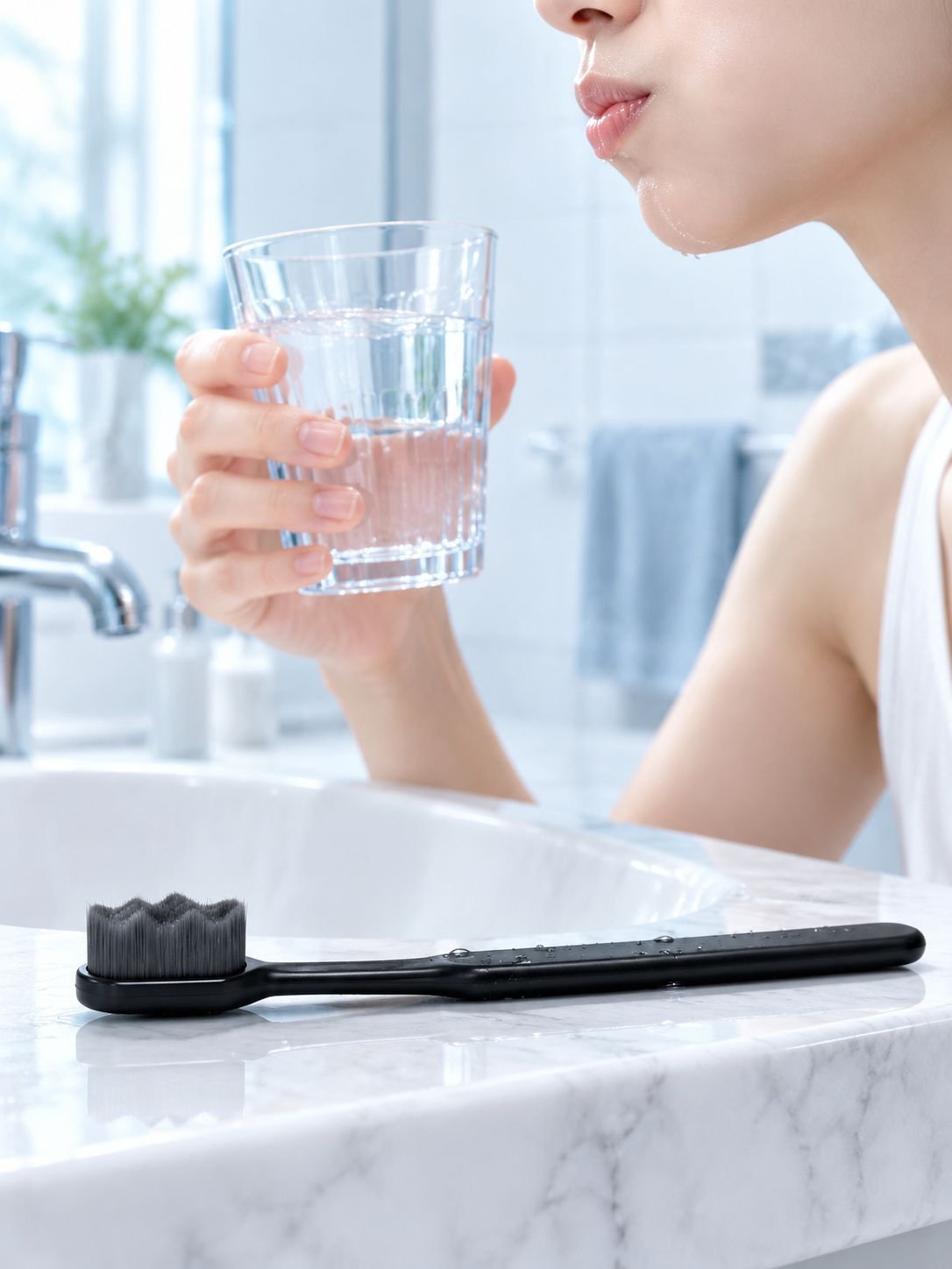 Comfortable grip soft bristle toothbrush