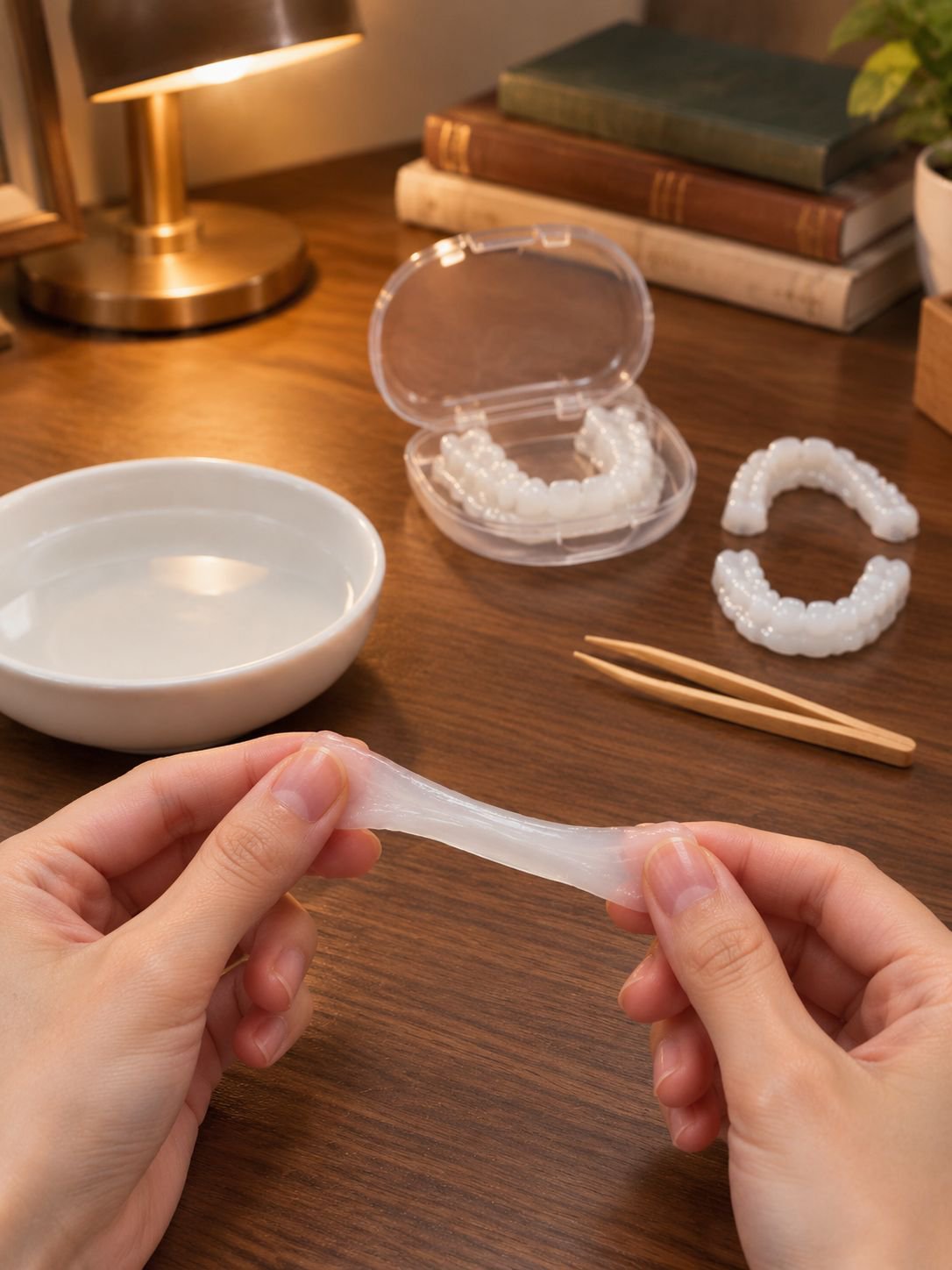 Whitening and filling artificial teeth