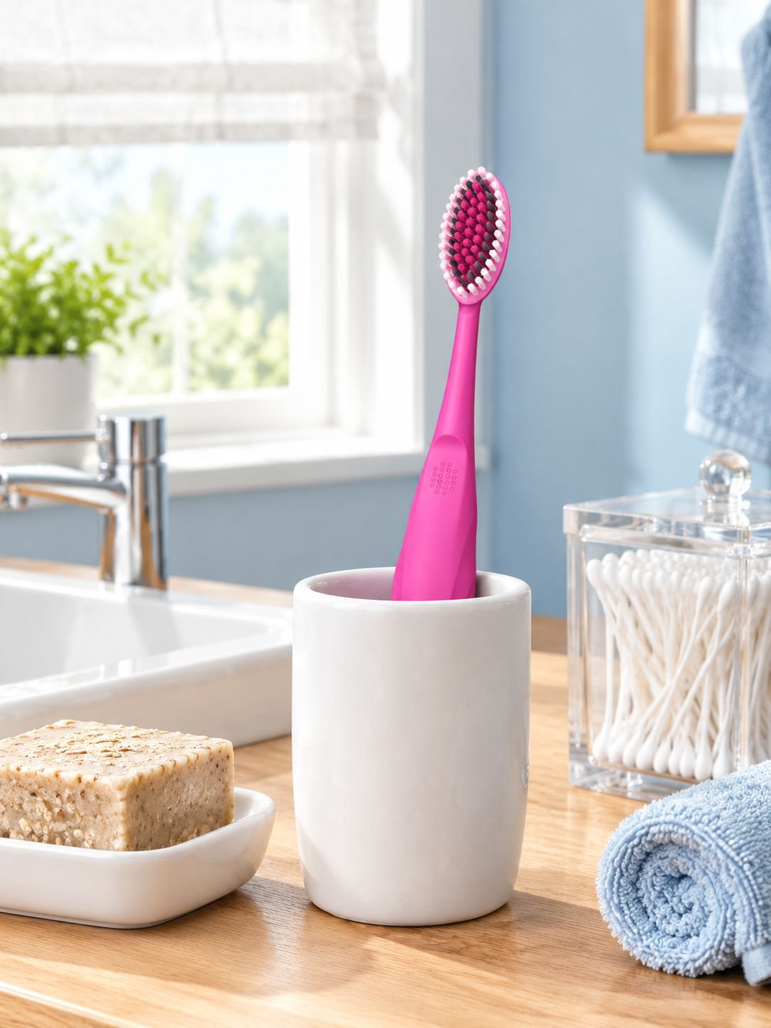 Non-slip grip handle for comfortable brushing experience