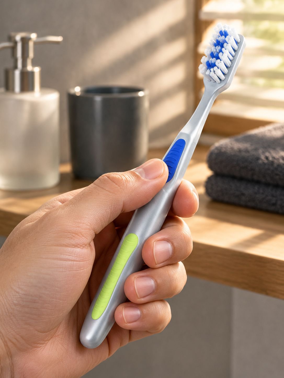 Toothbrush bristle detail showing advanced cleaning tips