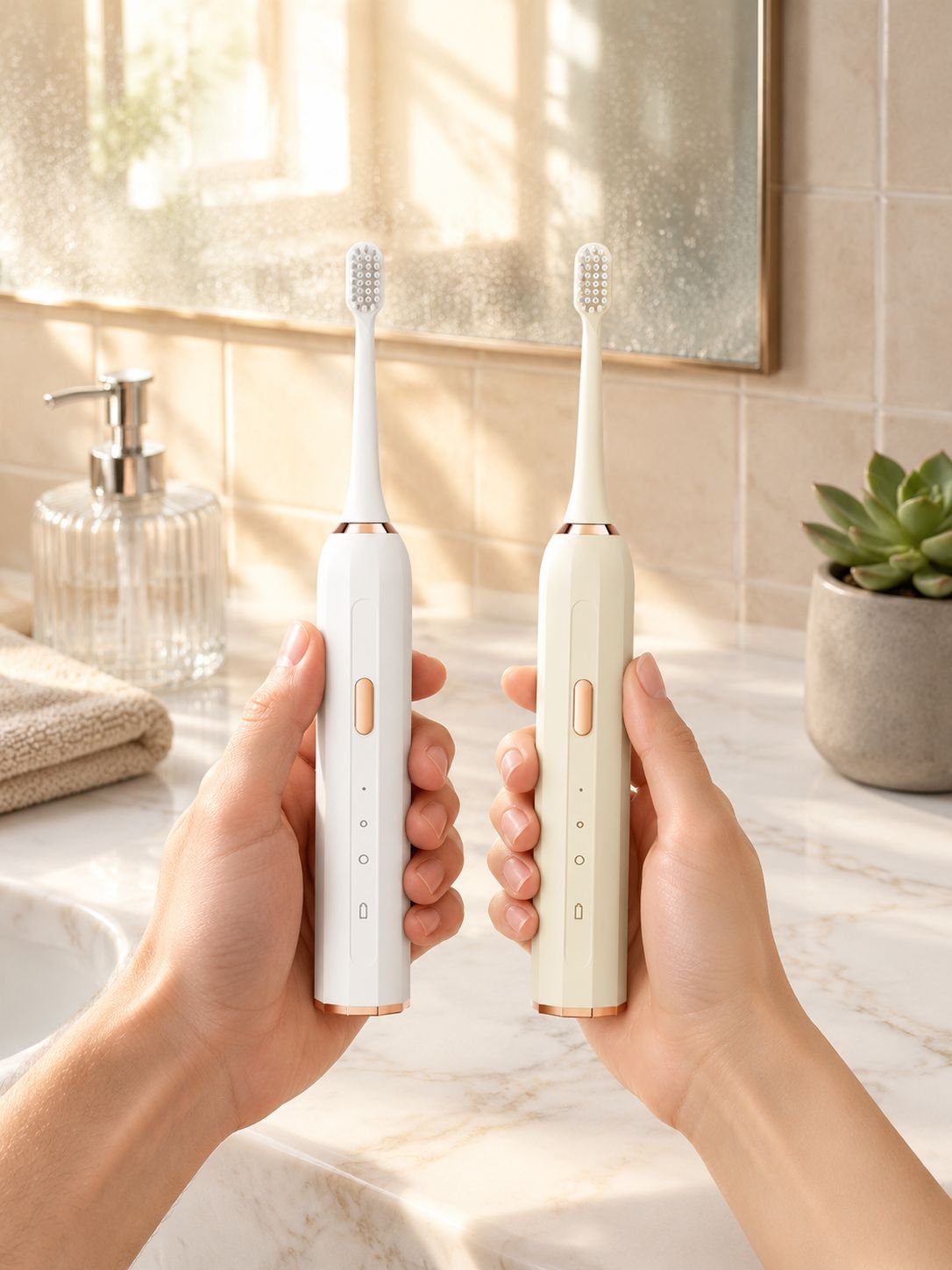 Smart magnetic levitation sonic electric toothbrush set for couples
