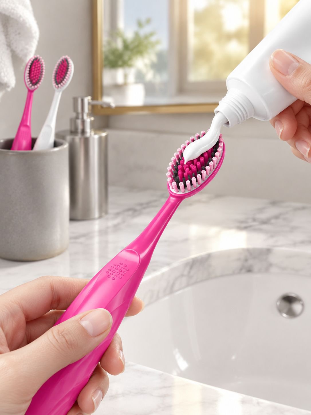 Ua's mountain-shaped soft-bristle toothbrush with convex head design