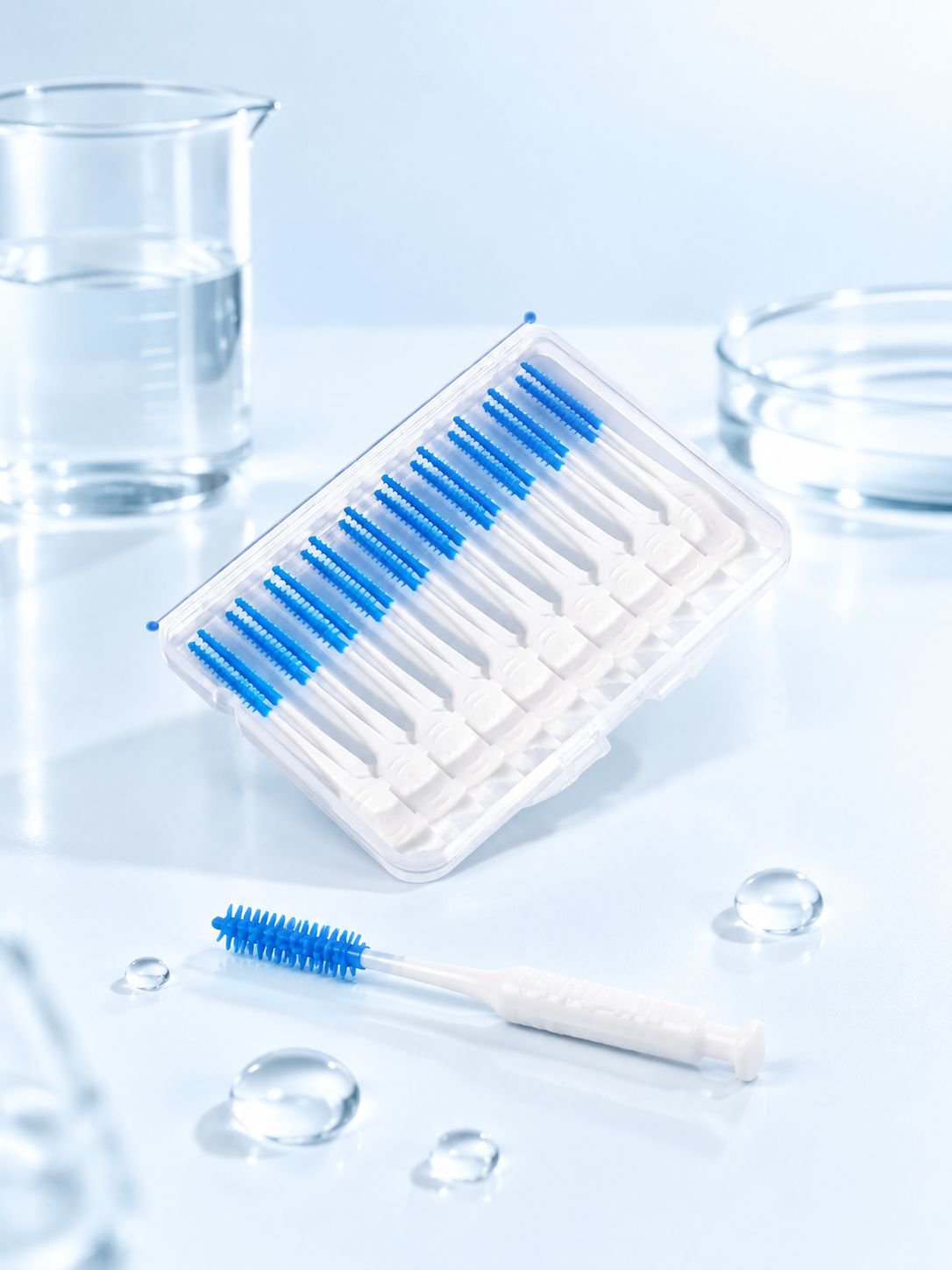 Oral tooth care set with 20 soft wire brushes