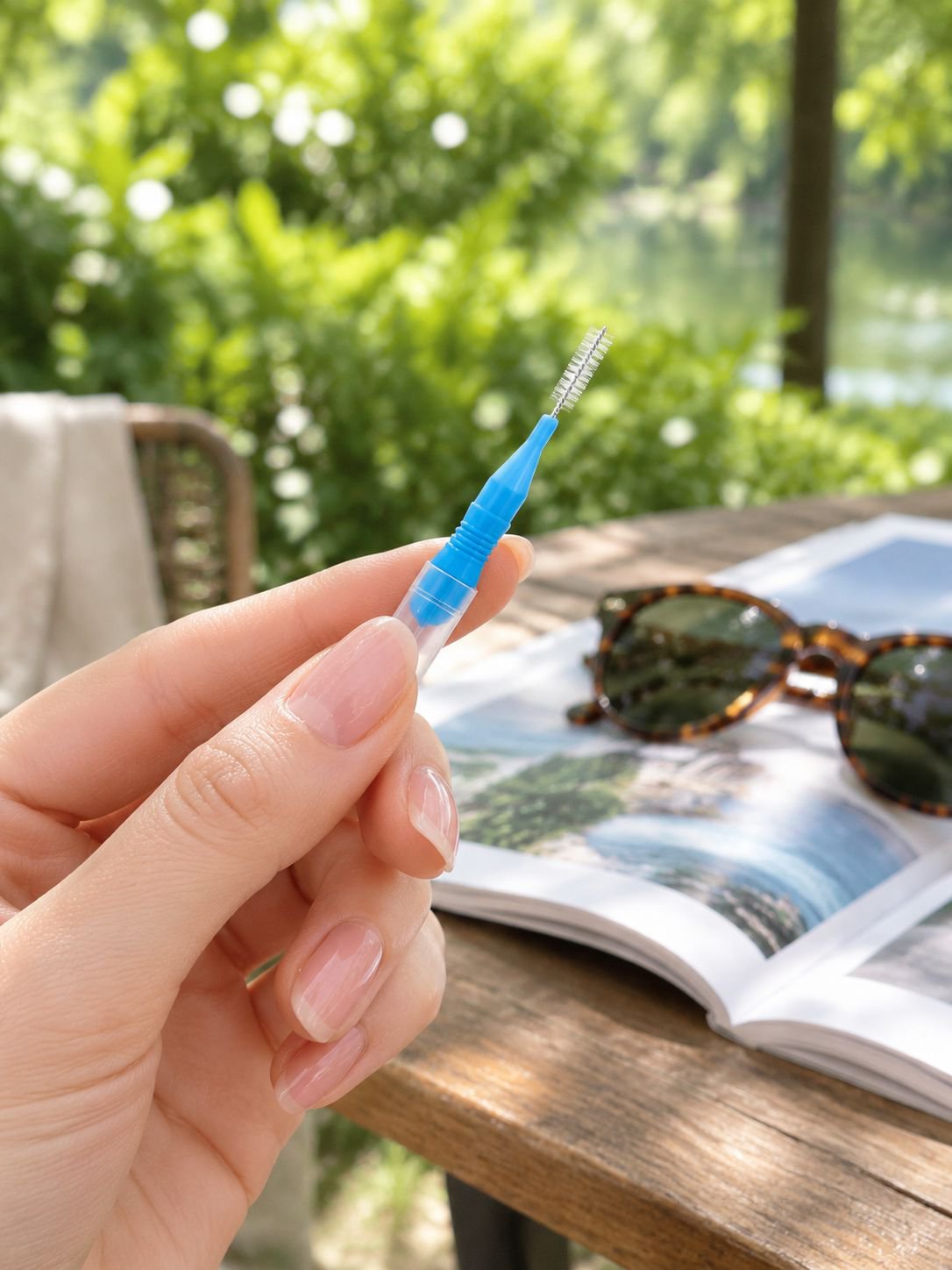 Flexible bristles of interdental brush for hard-to-reach areas