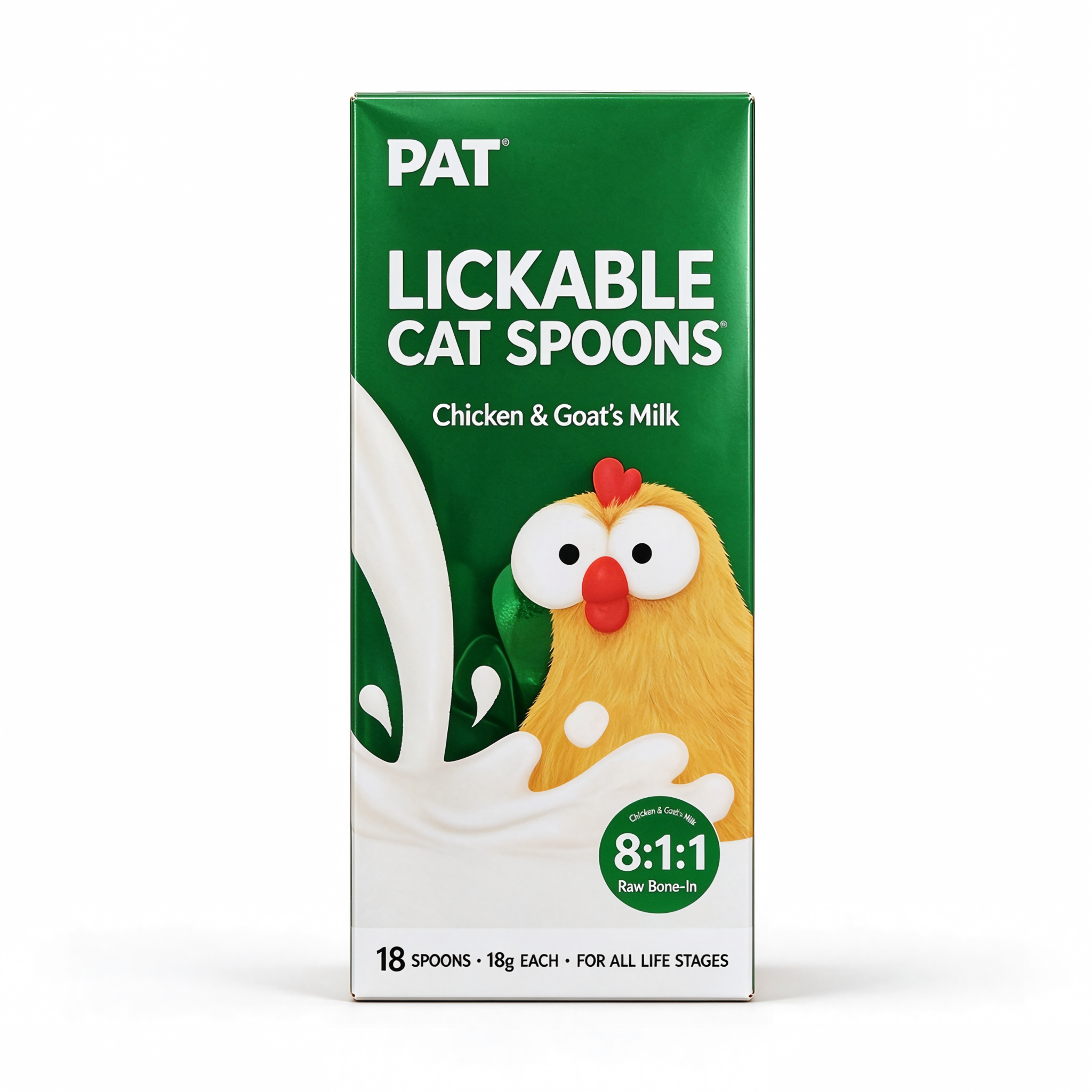 Complete Chicken & Goat Milk Wet Cat Food – Little Spoon Pouches (18g×18) | 8:1:1 Raw Meat, Bone & Organ Recipe | Complete & Balanced Nutrition for All Life Stages